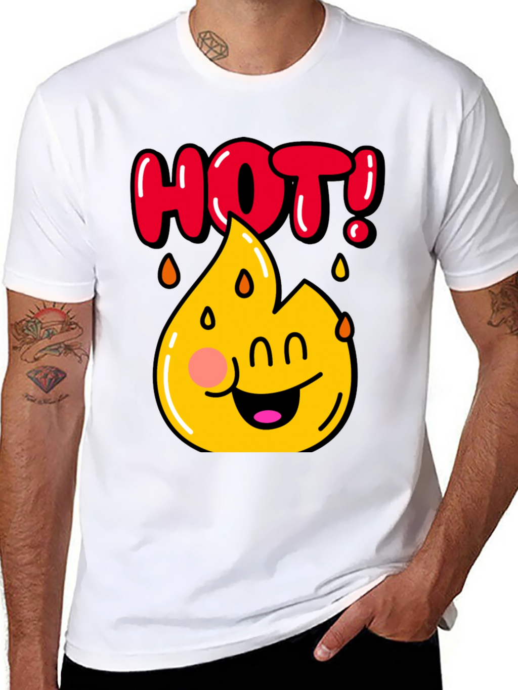 Funny Hot Flame Graphic Black T-Shirt