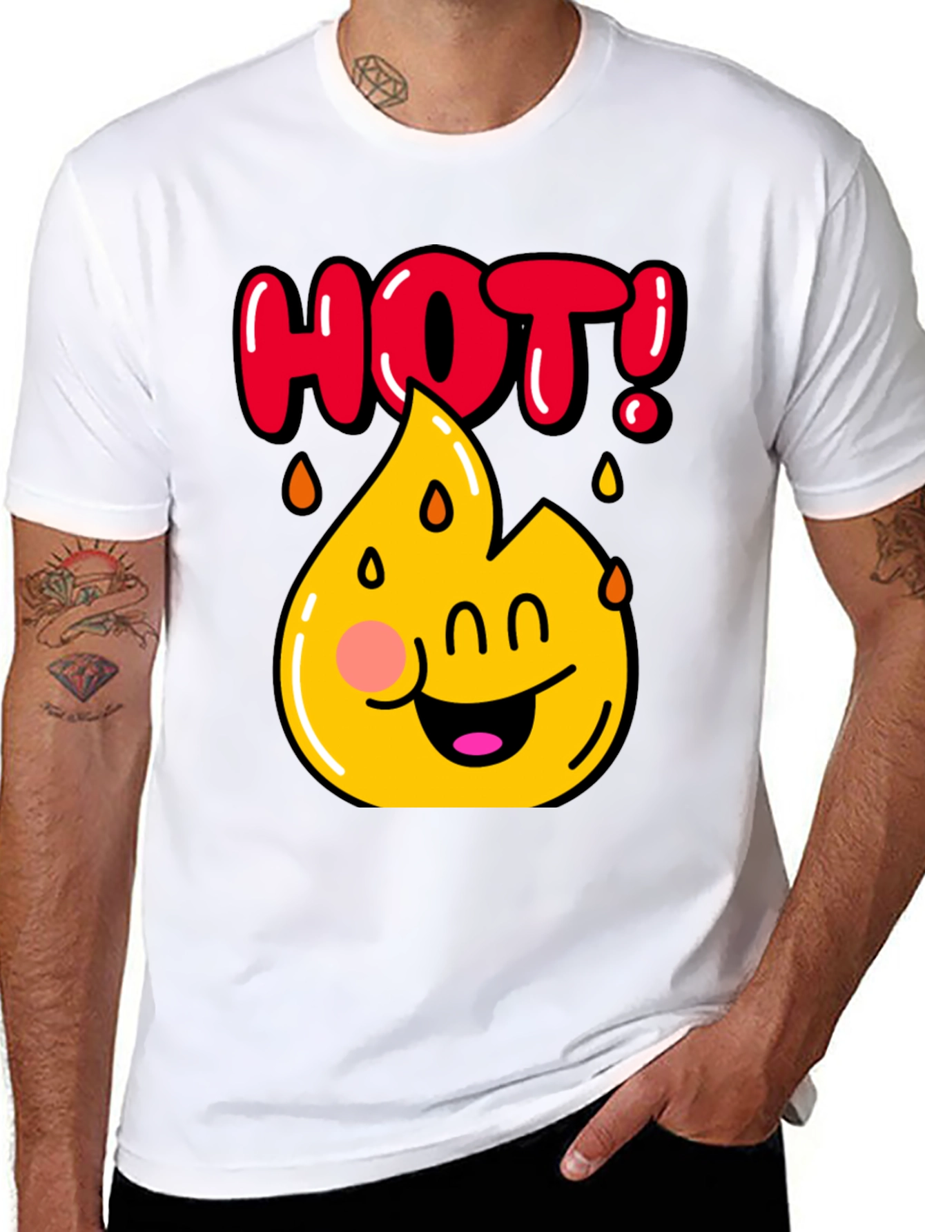 Funny Hot Flame Graphic Black T-Shirt