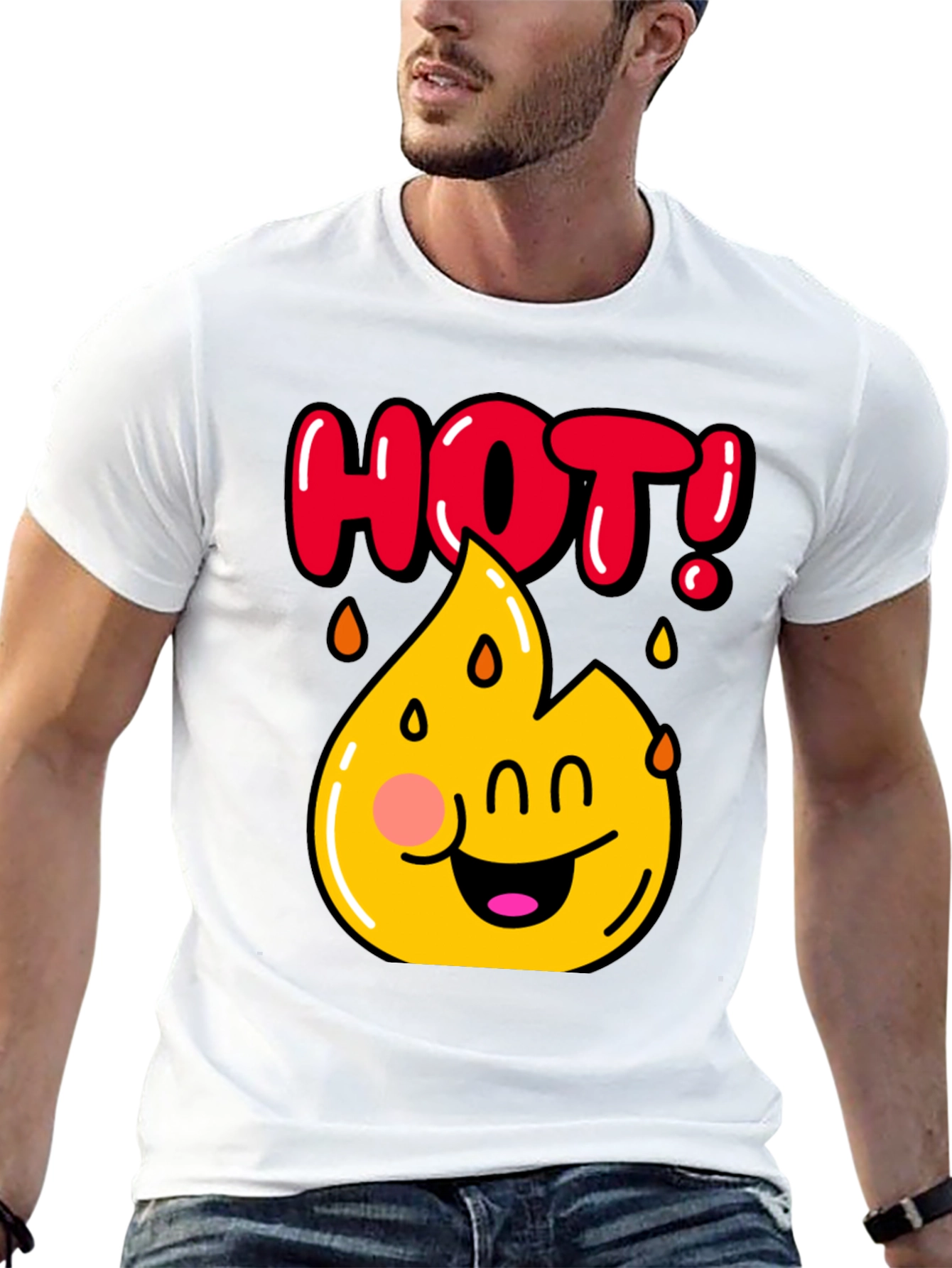 Funny Hot Flame Graphic Black T-Shirt