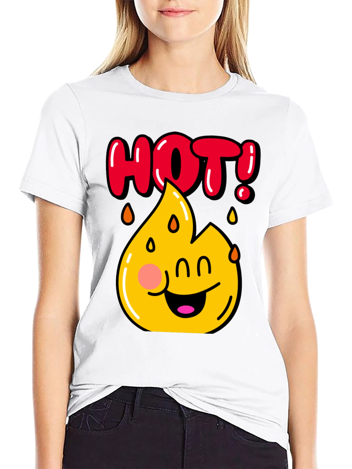 Funny Hot Flame Graphic Black T-Shirt