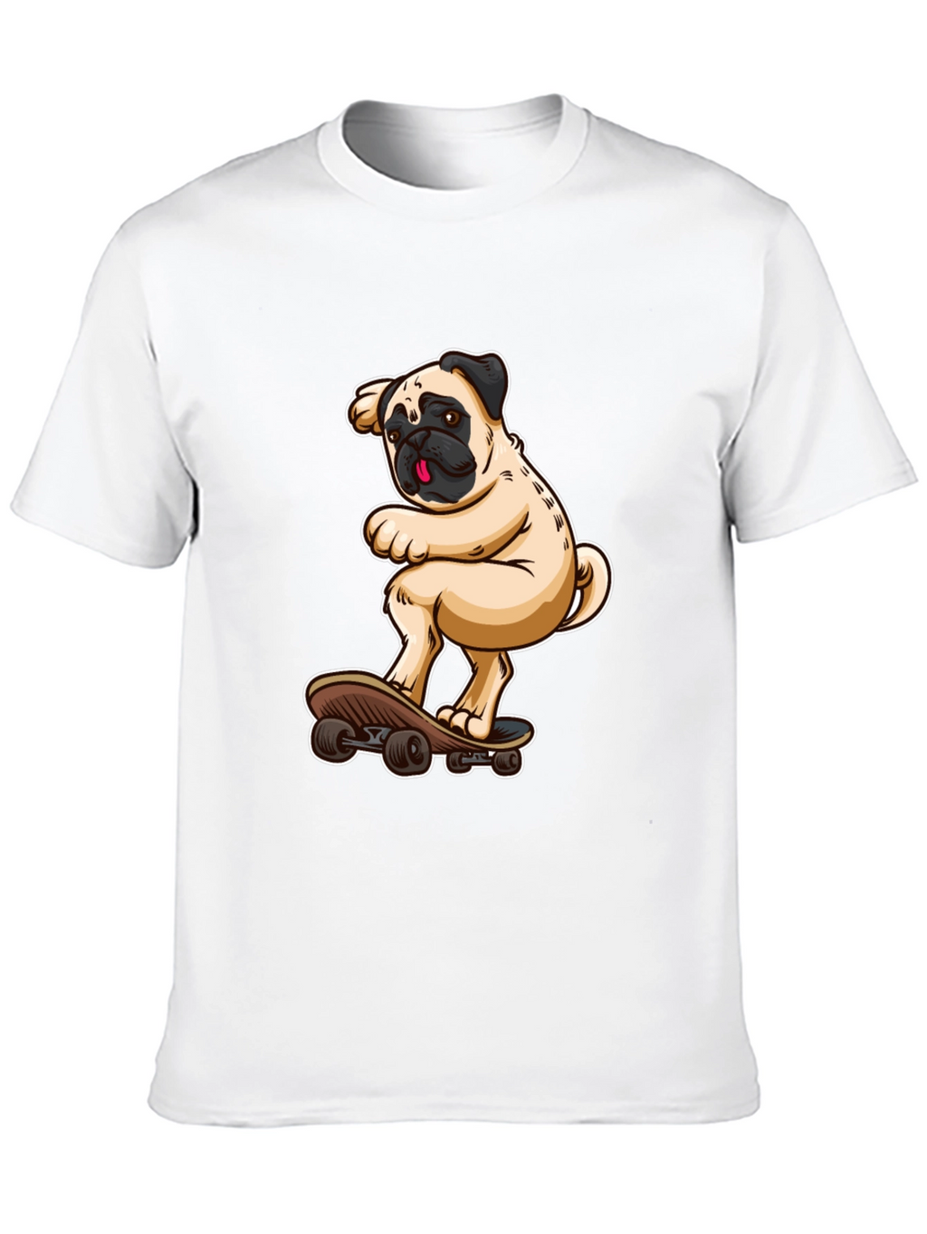 Pug on Skateboard Graphic Tee