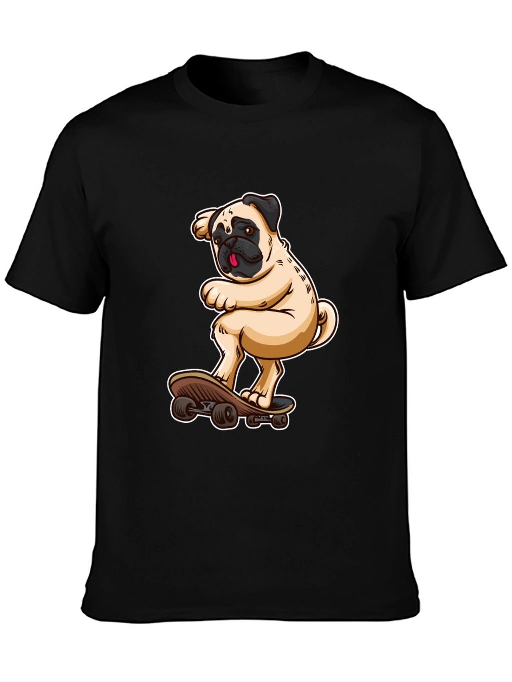 Pug on Skateboard Graphic Tee
