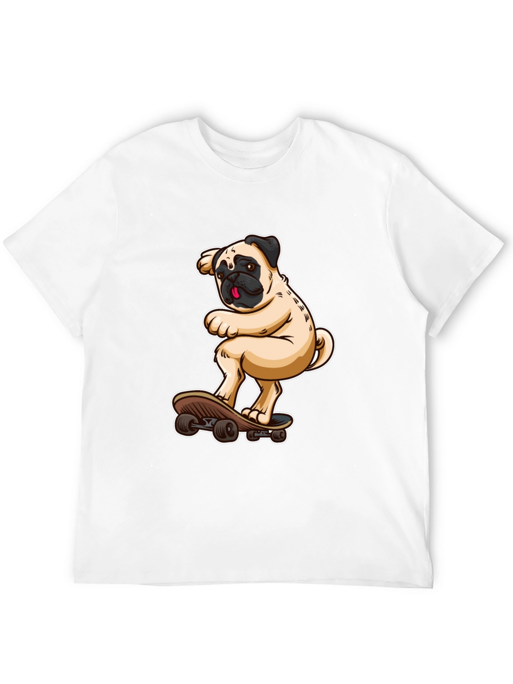 Pug on Skateboard Graphic Tee