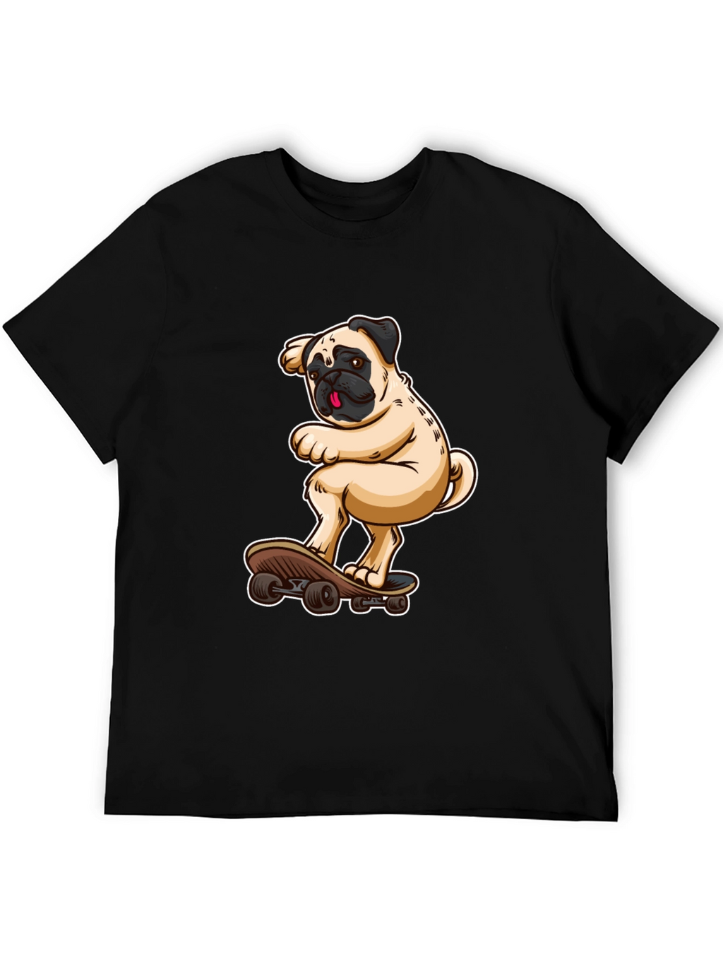 Pug on Skateboard Graphic Tee