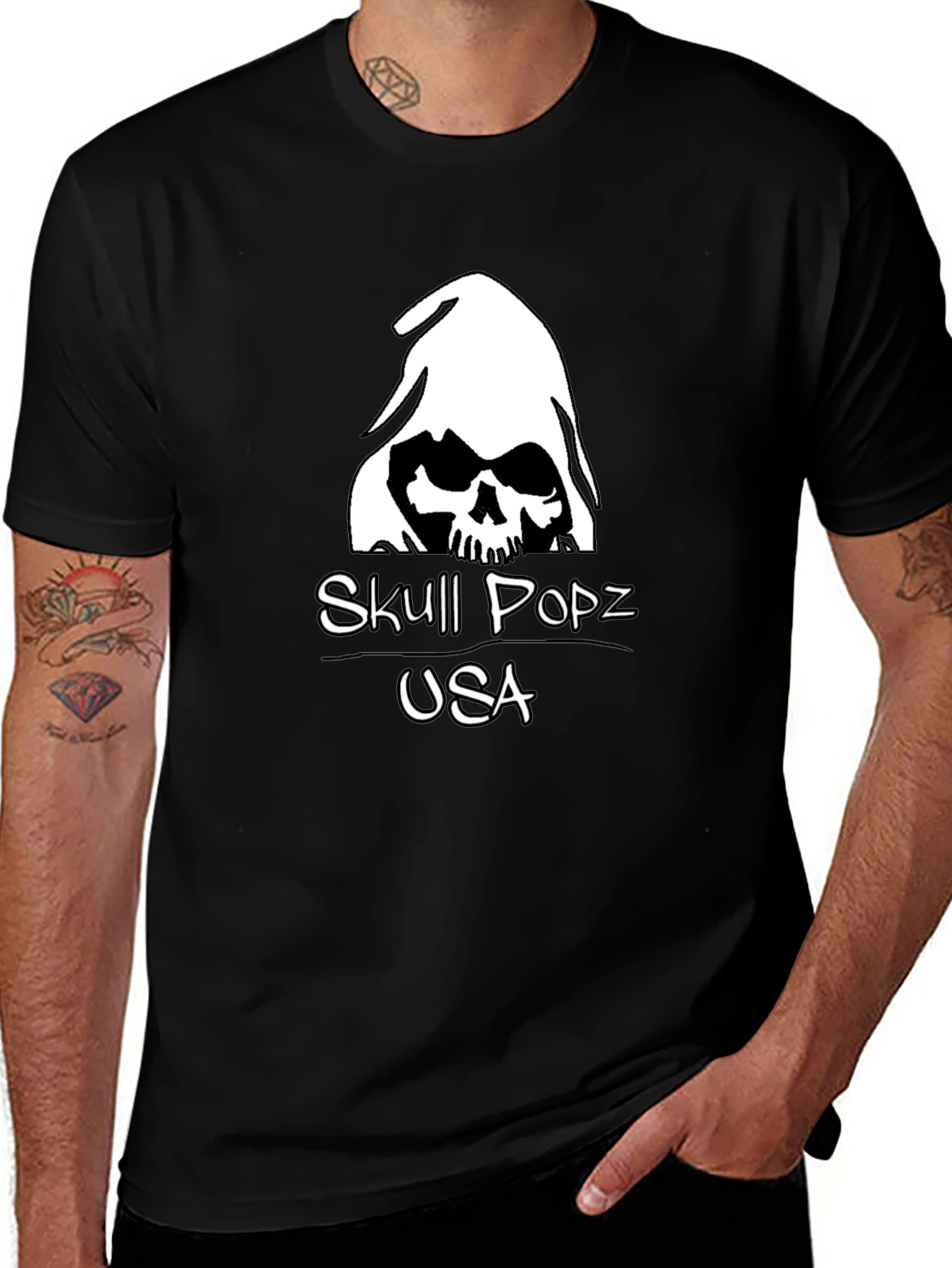 Skull Popz USA Black Graphic T-Shirt