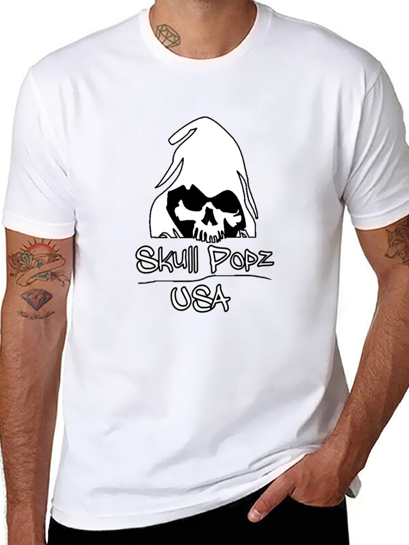 Skull Popz USA Black Graphic T-Shirt