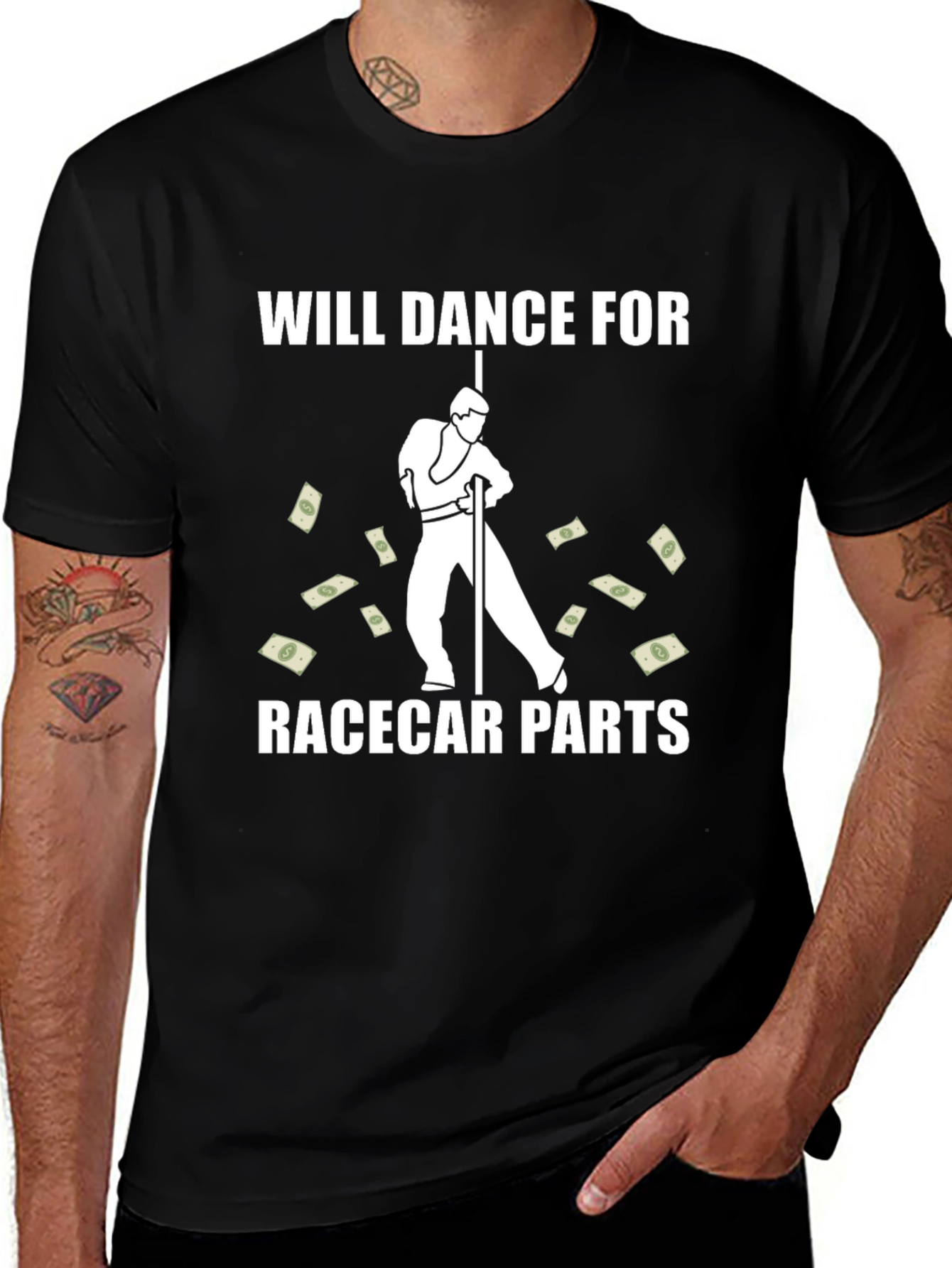 Will Dance for Racecar Parts Graphic T-Shirt