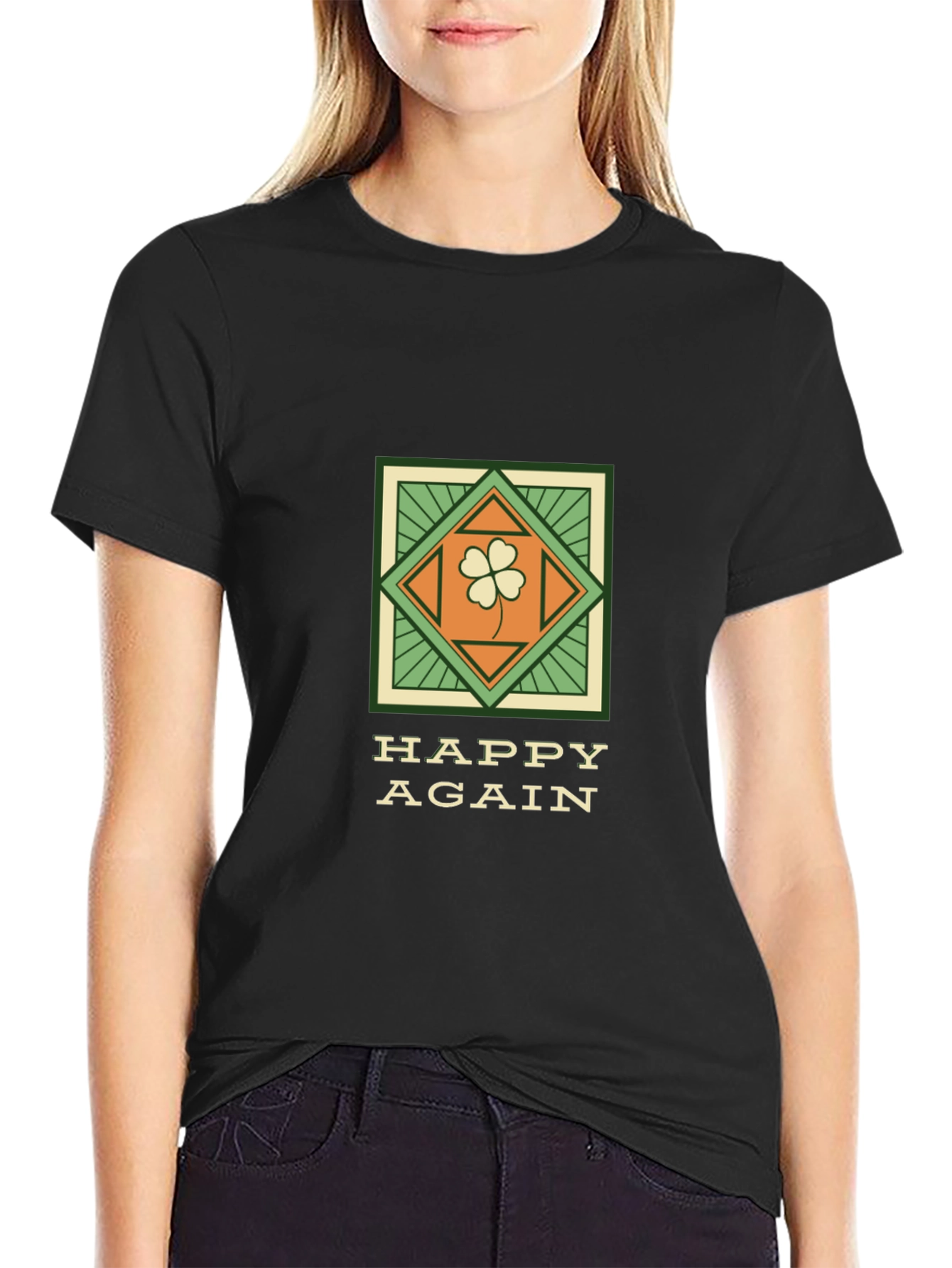 Happy Again Clover Graphic Tee - Casual St. Patricks Day Style