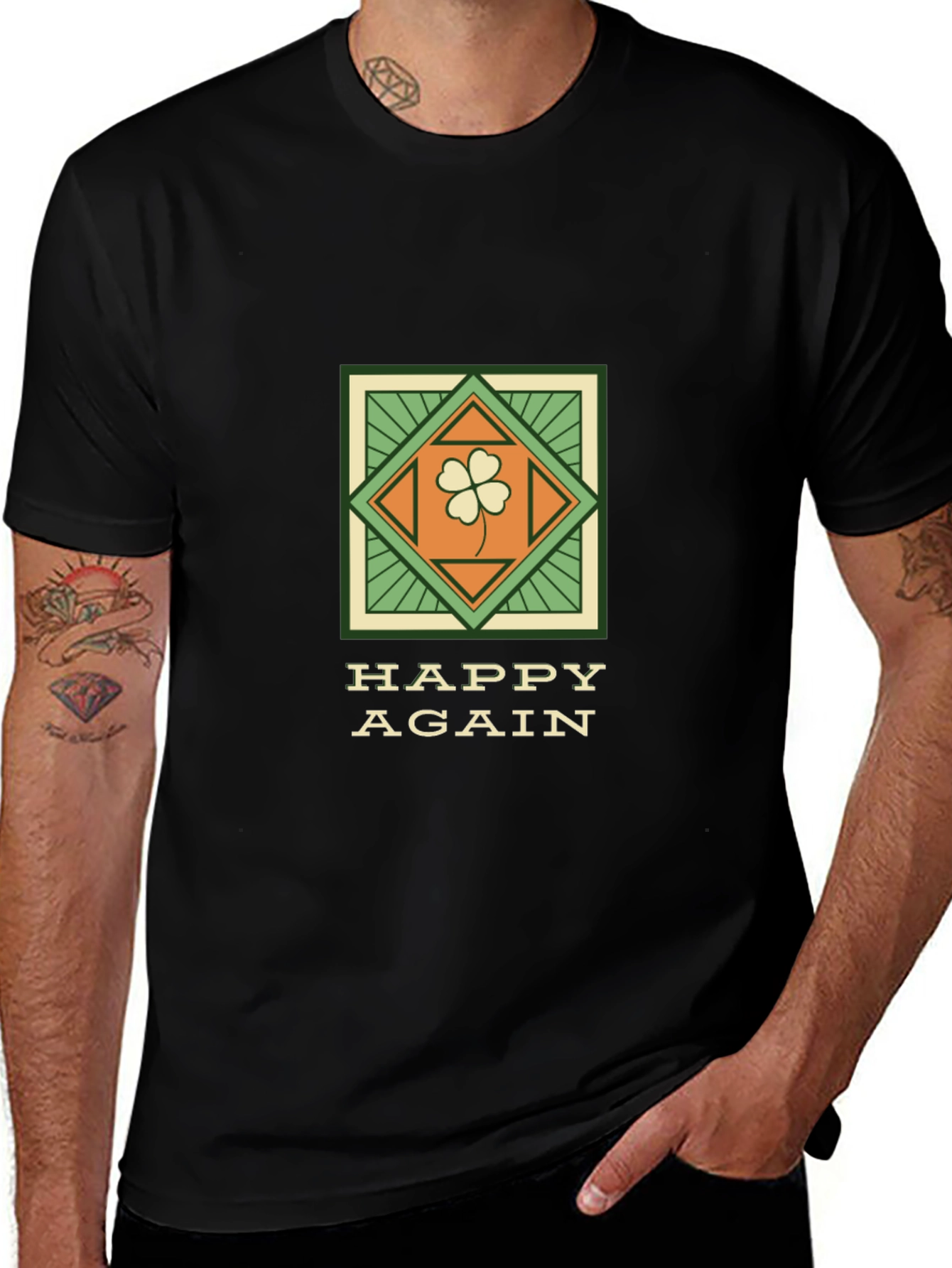 Happy Again Clover Graphic Tee - Casual St. Patricks Day Style