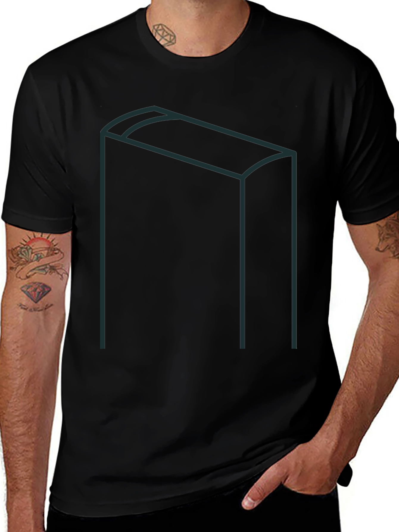 Modernist Geometric Graphic Tee - Black