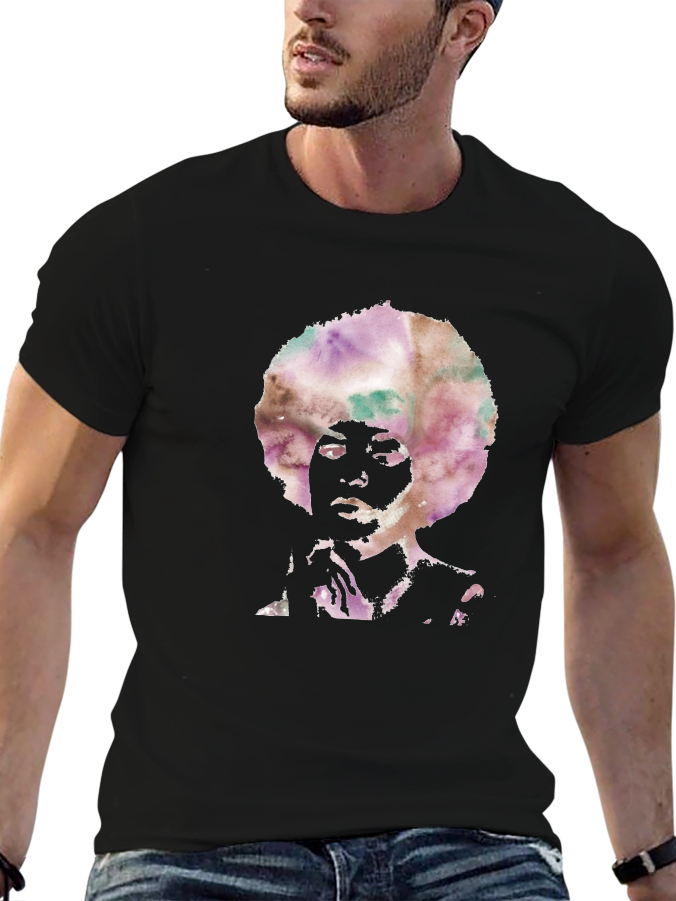 Afro Silhouette Mens Black T-Shirt