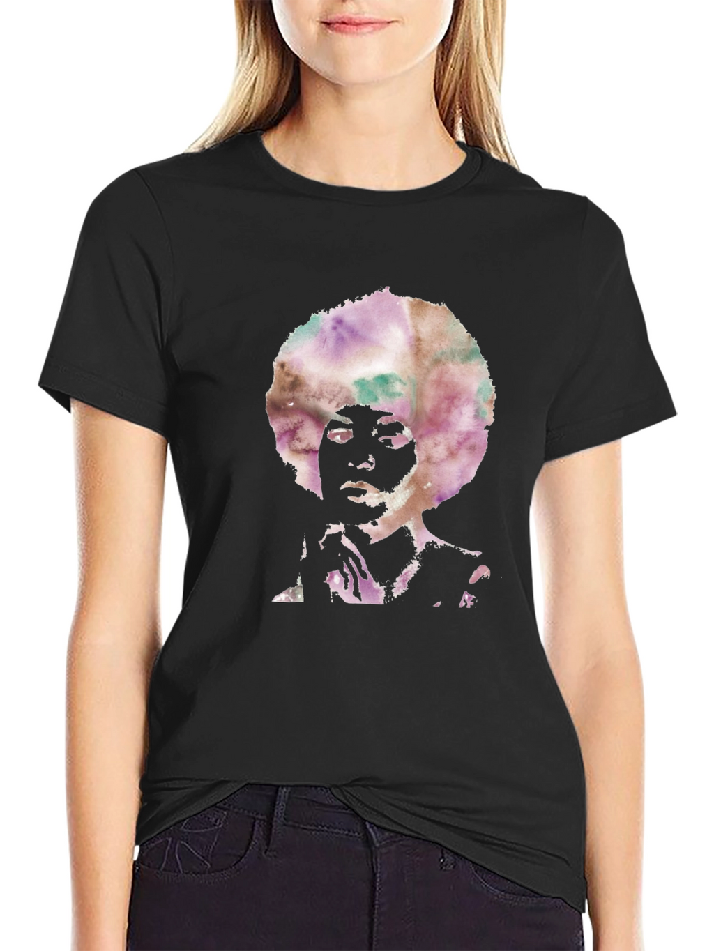 Afro Silhouette Mens Black T-Shirt