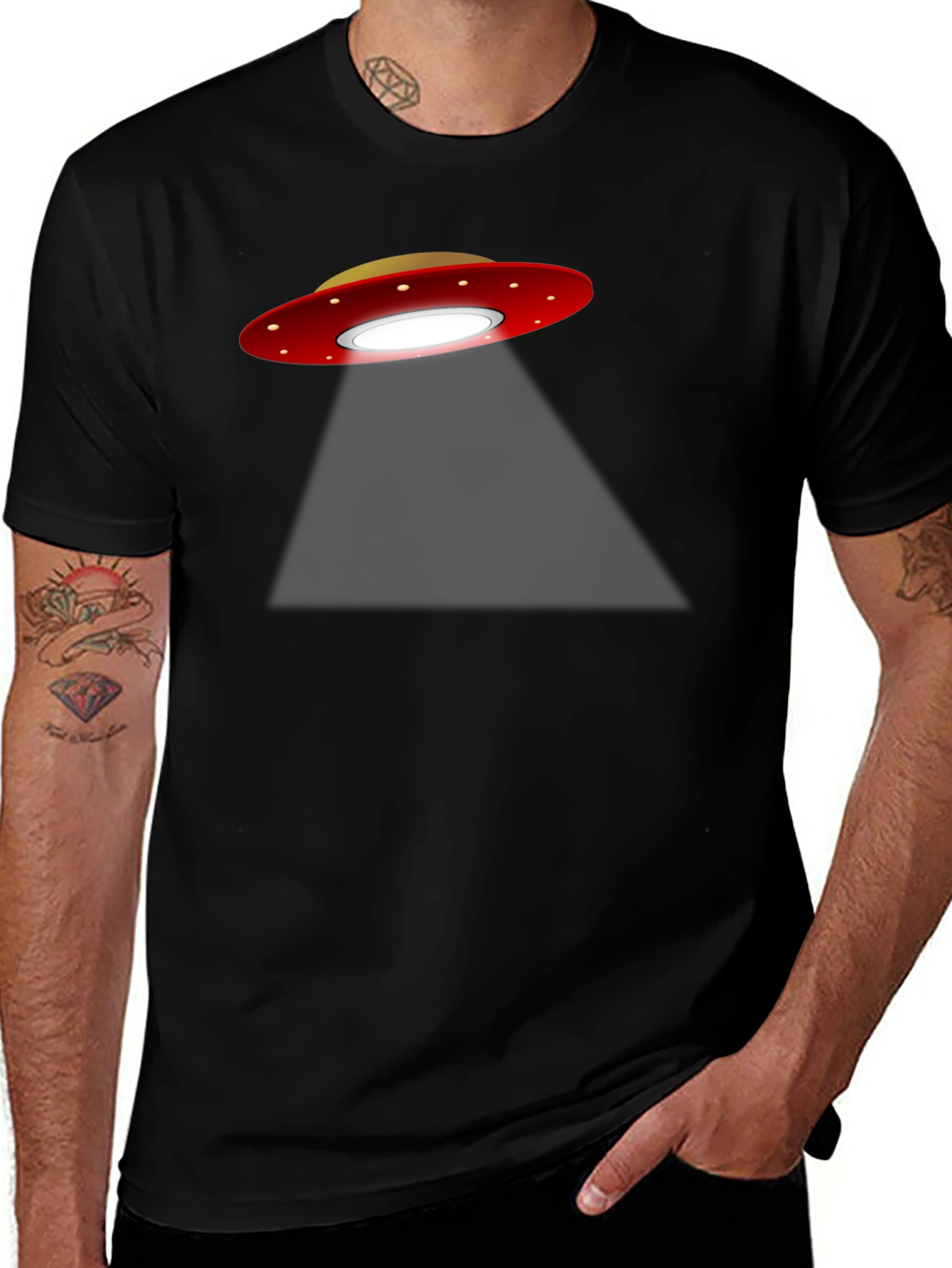 UFO Abduction Graphic T-Shirt - Black