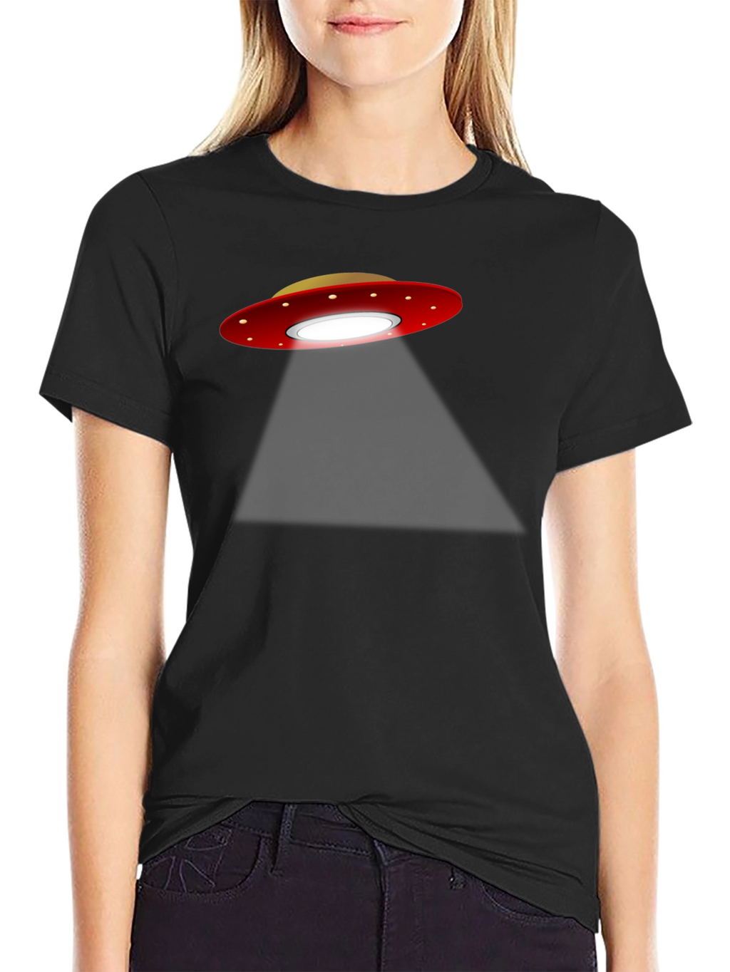 UFO Abduction Graphic T-Shirt - Black