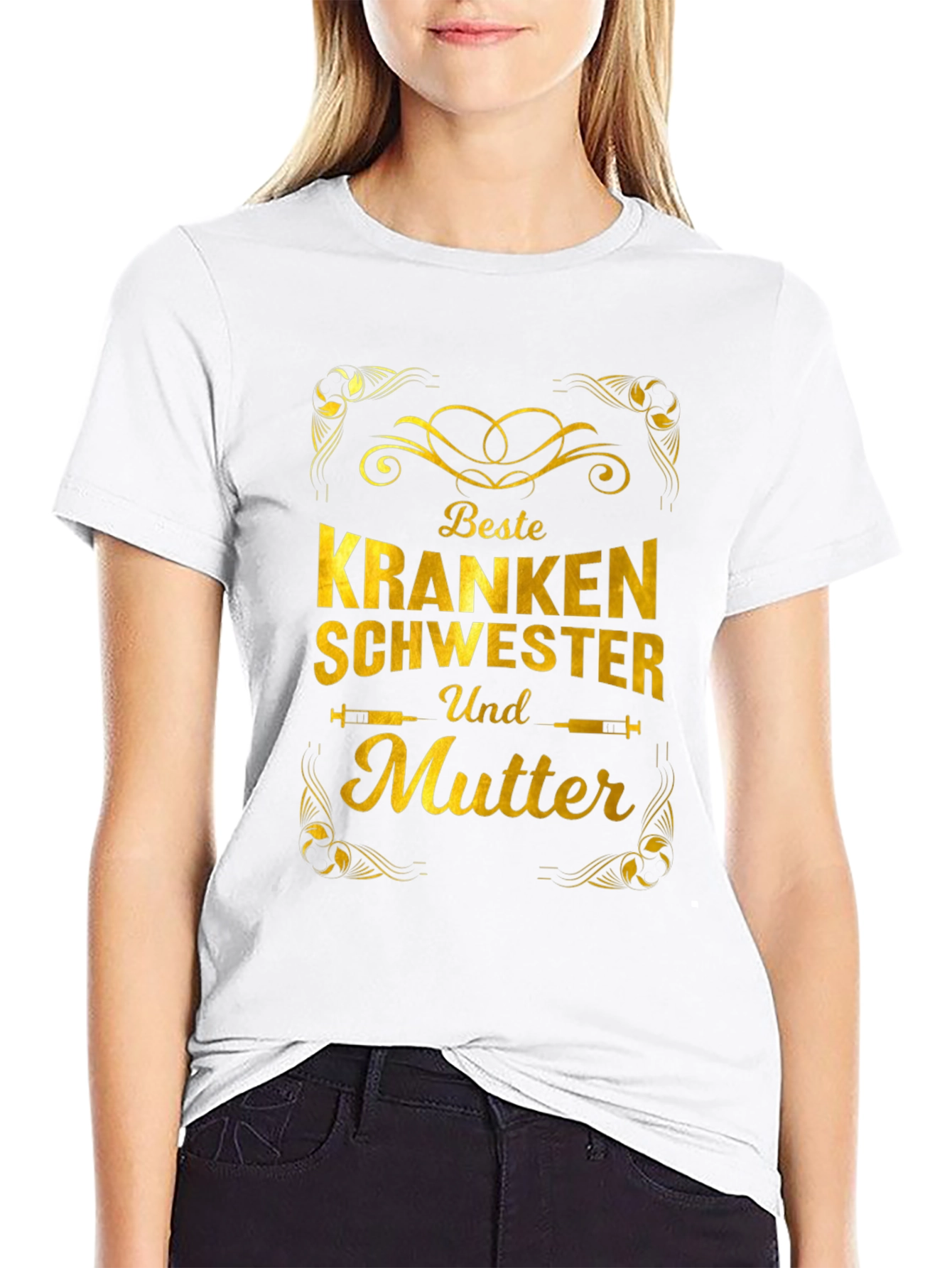 Best Nurse and Mother T-Shirt - Gold Design