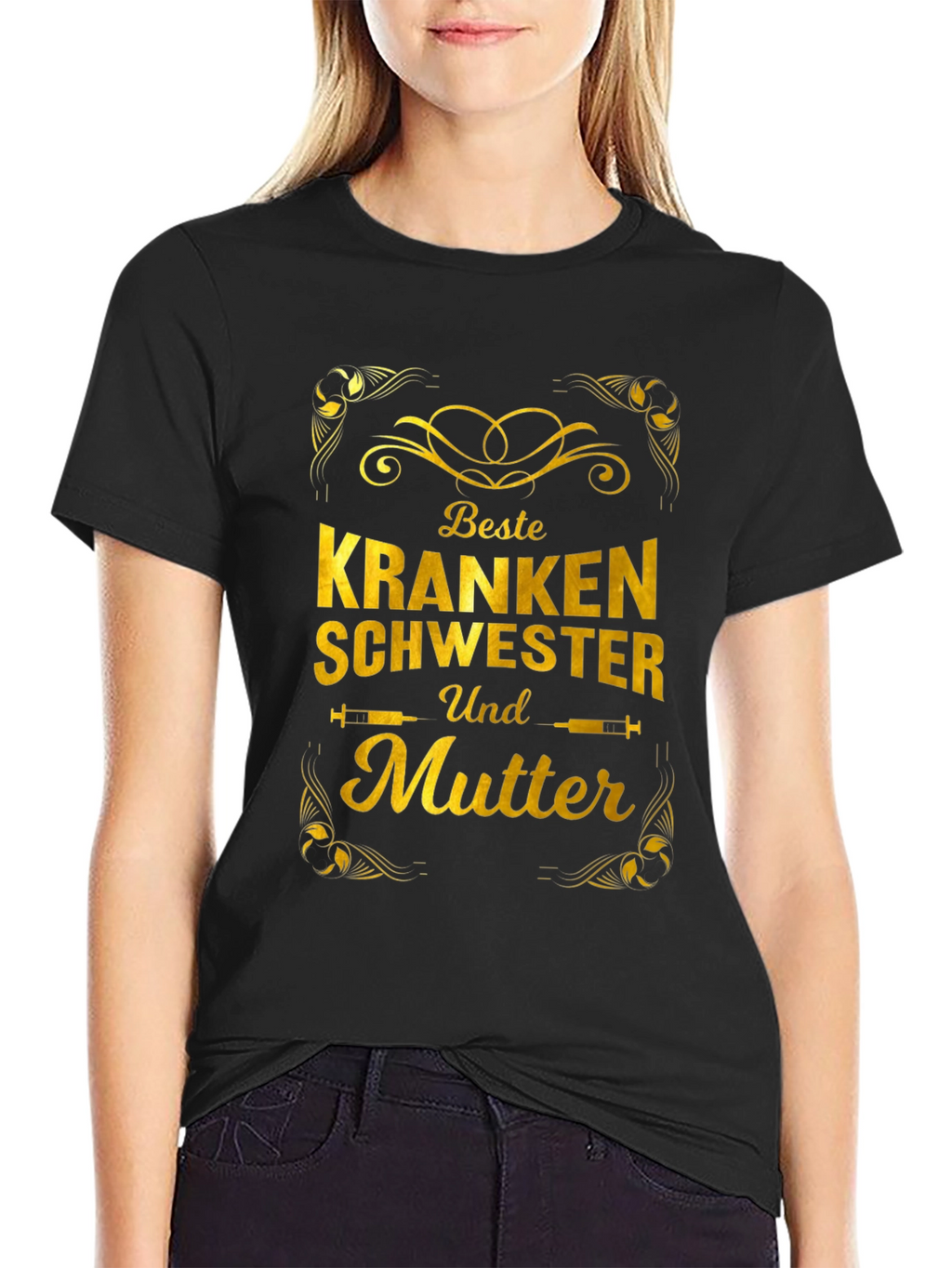 Best Nurse and Mother T-Shirt - Gold Design