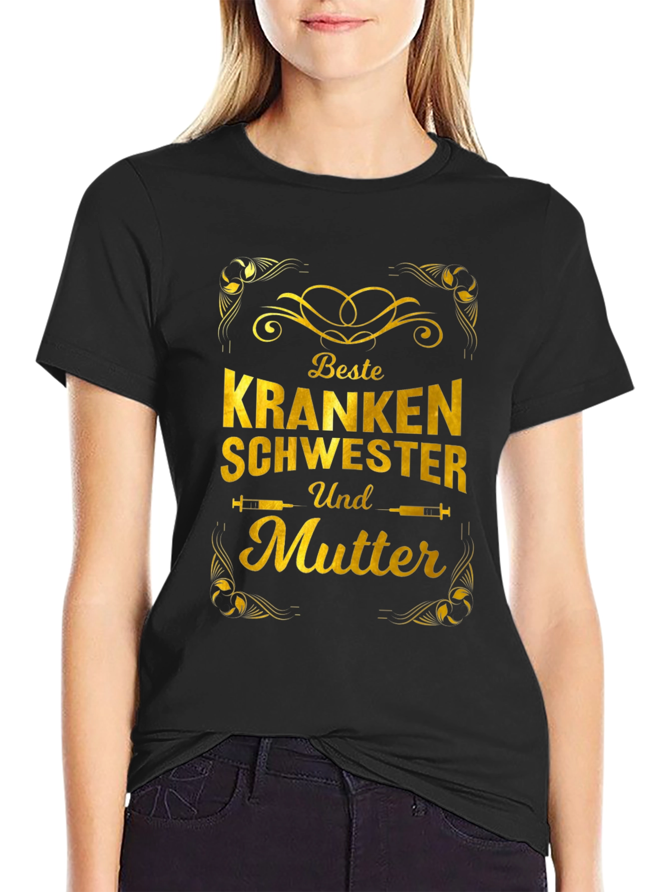 Best Nurse and Mother T-Shirt - Gold Design