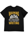 Warning Writing Mens Black Graphic T-Shirt