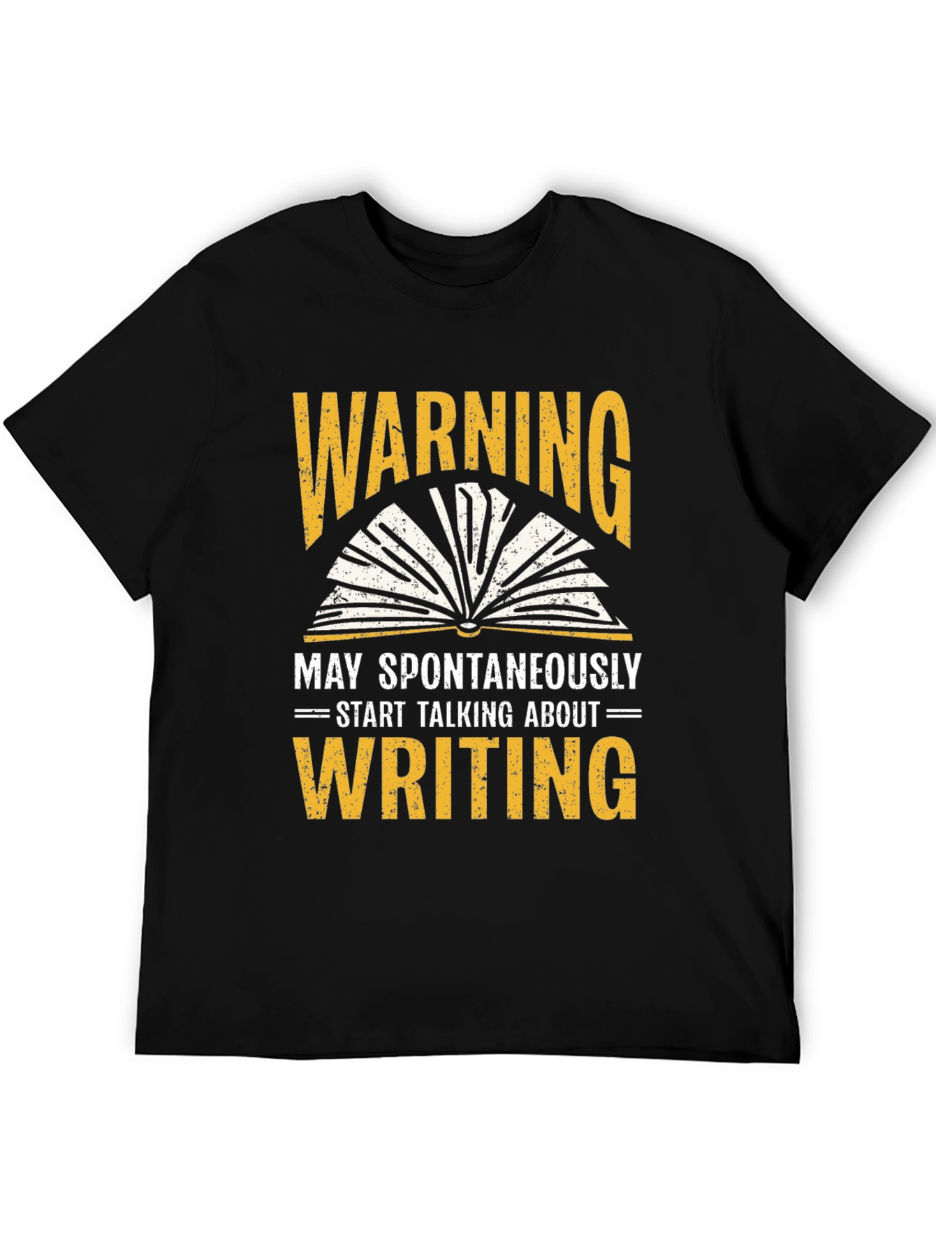 Warning Writing Mens Black Graphic T-Shirt