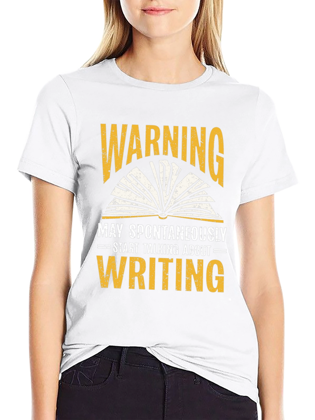 Warning Writing Mens Black Graphic T-Shirt