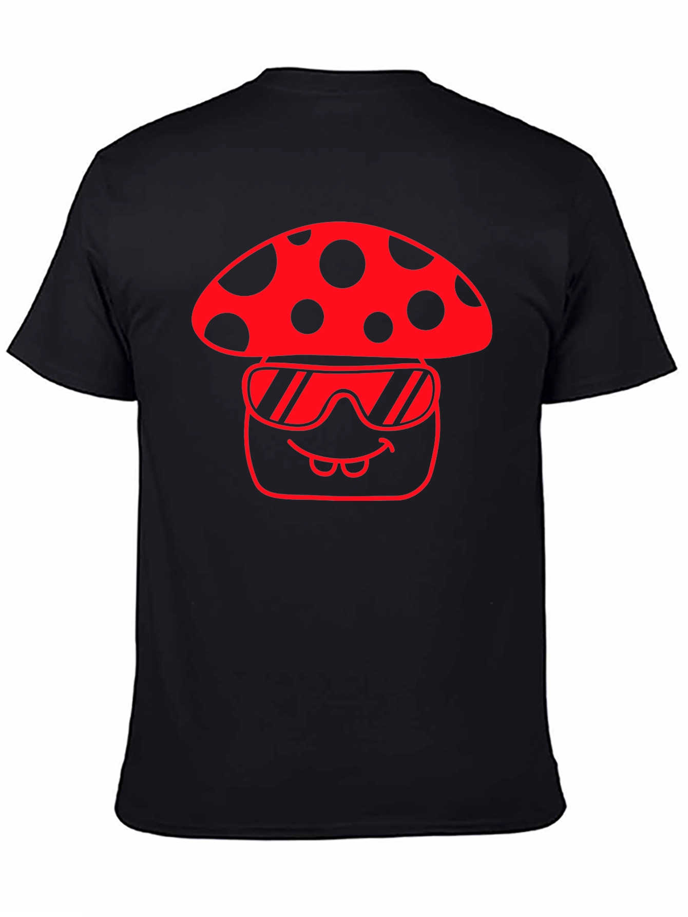 Cool Mushroom Graphic Tee - Black Cotton T-Shirt