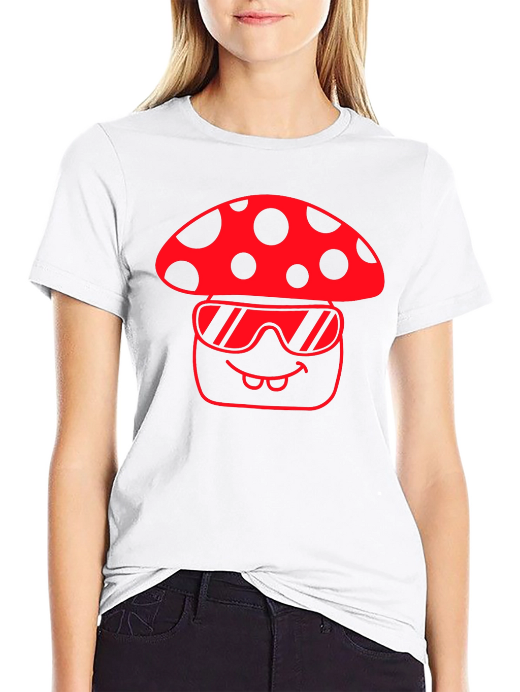 Cool Mushroom Graphic Tee - Black Cotton T-Shirt