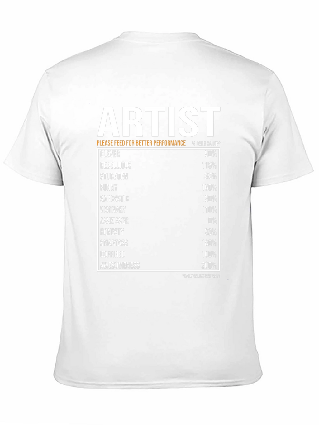 Artist Nutritional Facts Black T-Shirt