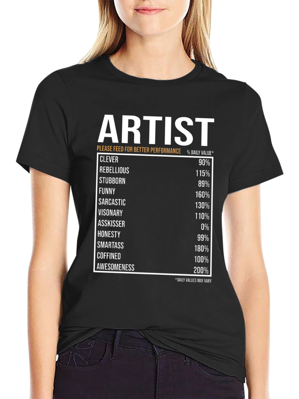 Artist Nutritional Facts Black T-Shirt