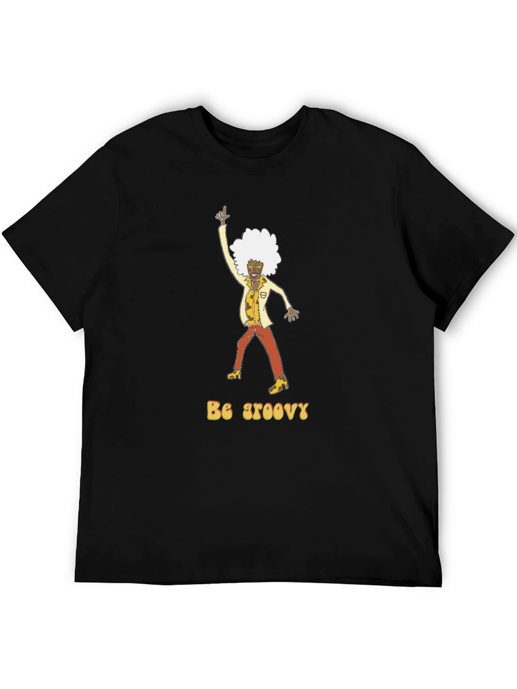 Be Groovy Retro Graphic Tee - Black Cotton T-Shirt