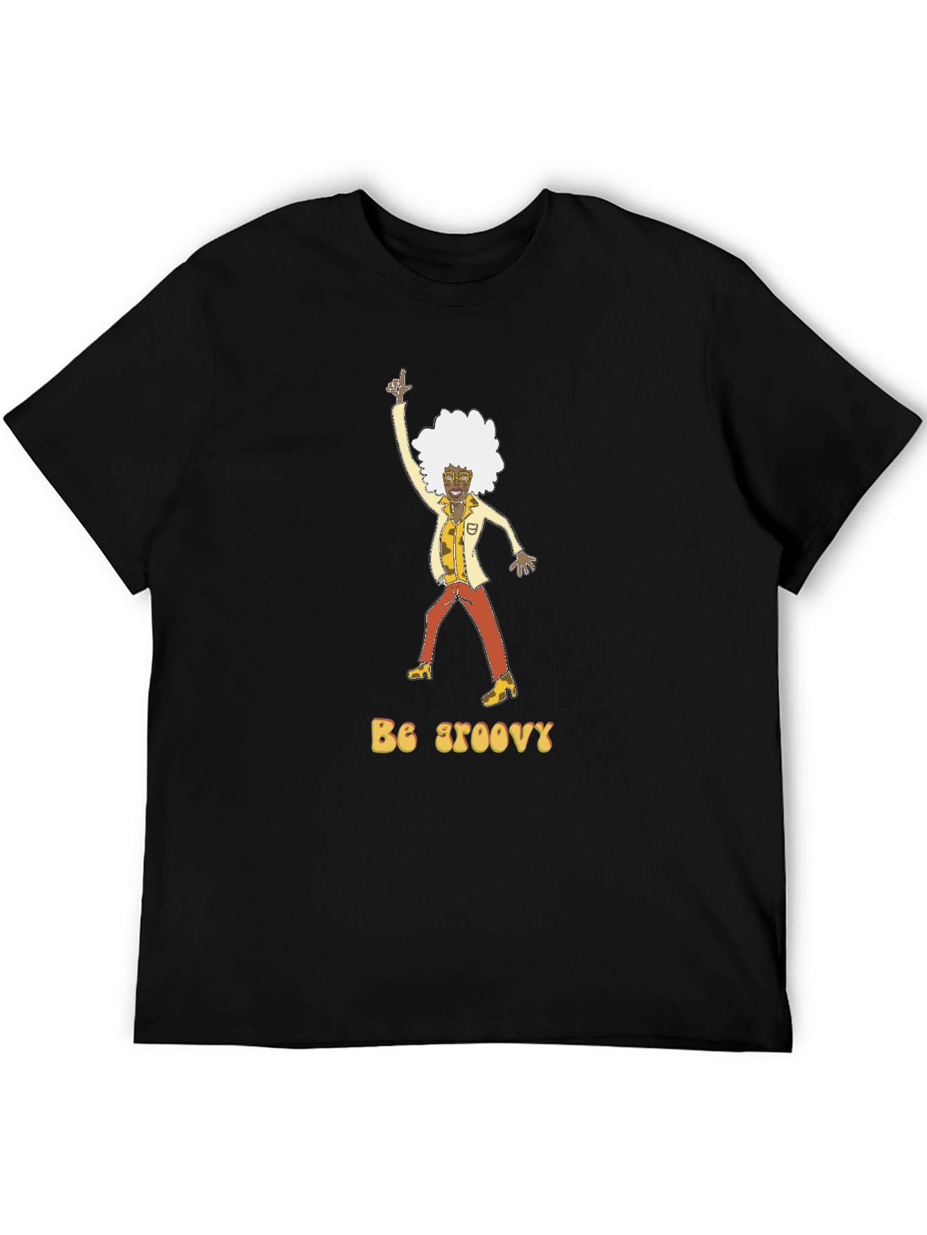 Be Groovy Retro Graphic Tee - Black Cotton T-Shirt