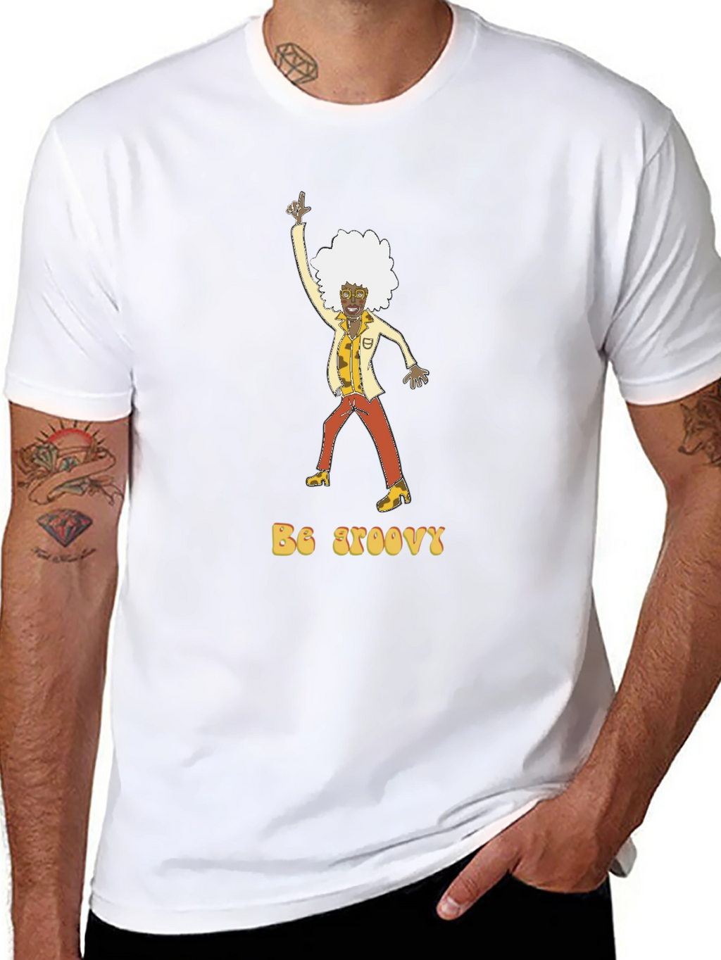 Be Groovy Retro Graphic Tee - Black Cotton T-Shirt