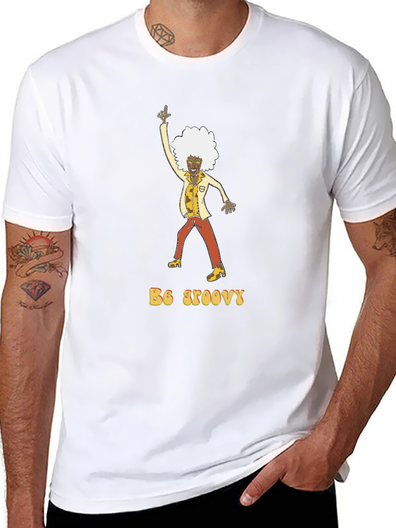 Be Groovy Retro Graphic Tee - Black Cotton T-Shirt