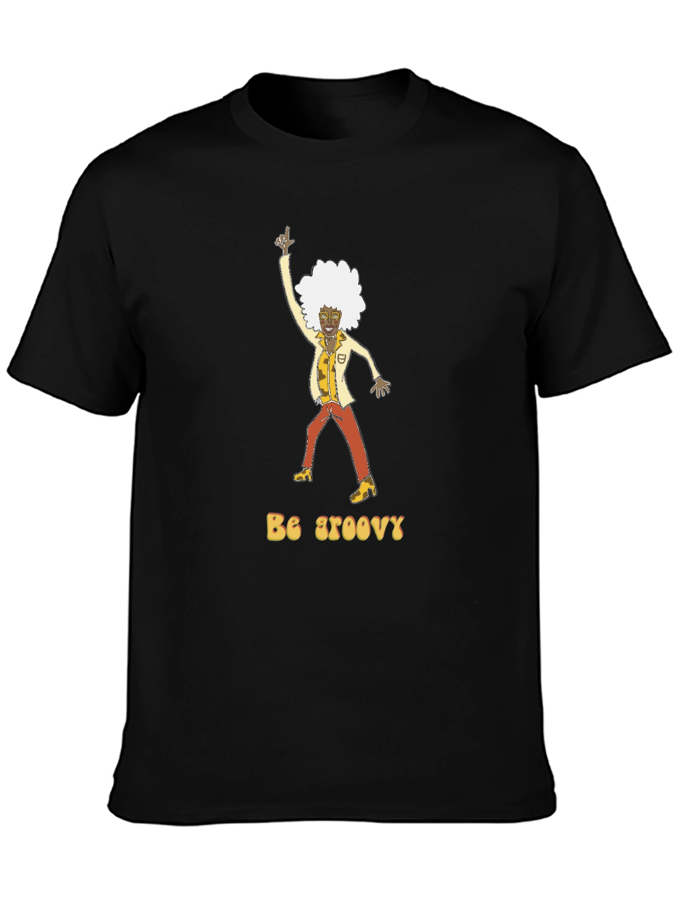 Be Groovy Retro Graphic Tee - Black Cotton T-Shirt