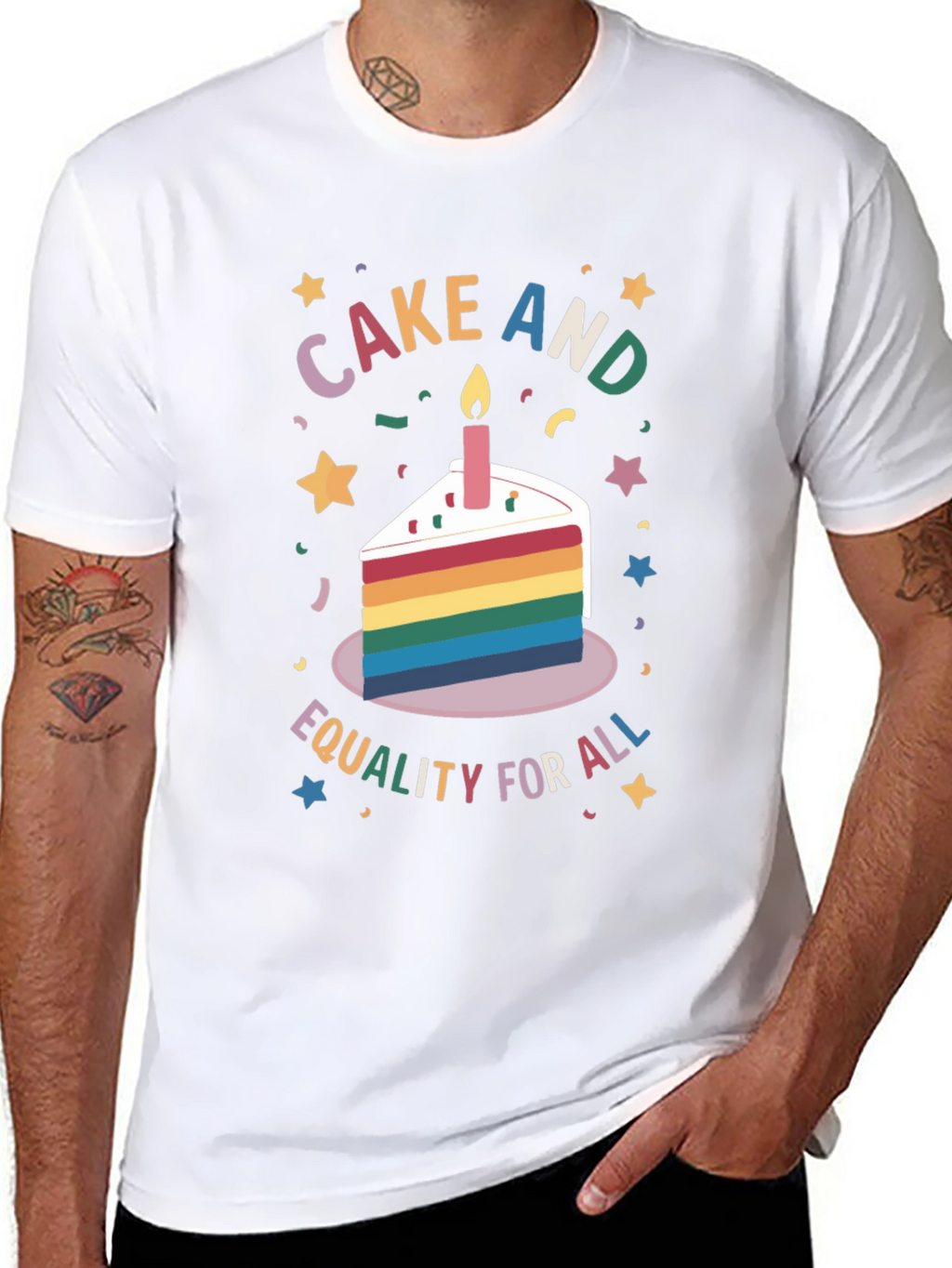Cake and Equality for All Graphic T-Shirt