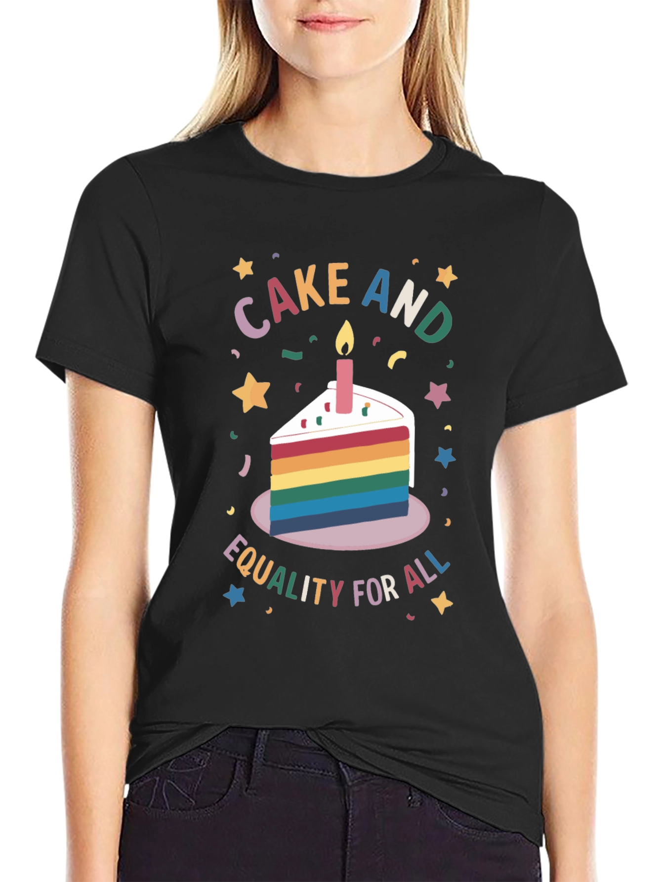 Cake and Equality for All Graphic T-Shirt