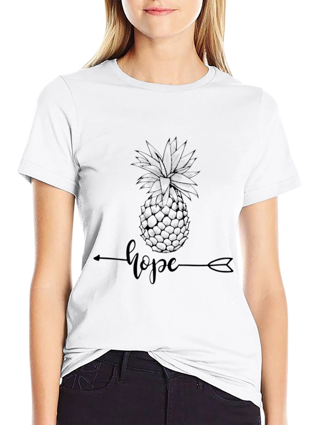 Pineapple Hope Graphic Tee - Stylish Black T-Shirt
