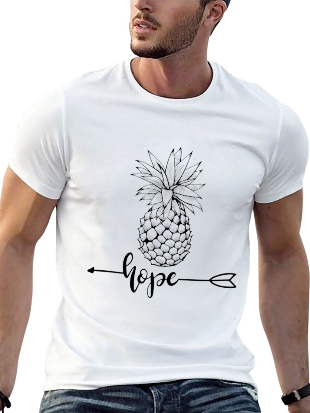 Pineapple Hope Graphic Tee - Stylish Black T-Shirt