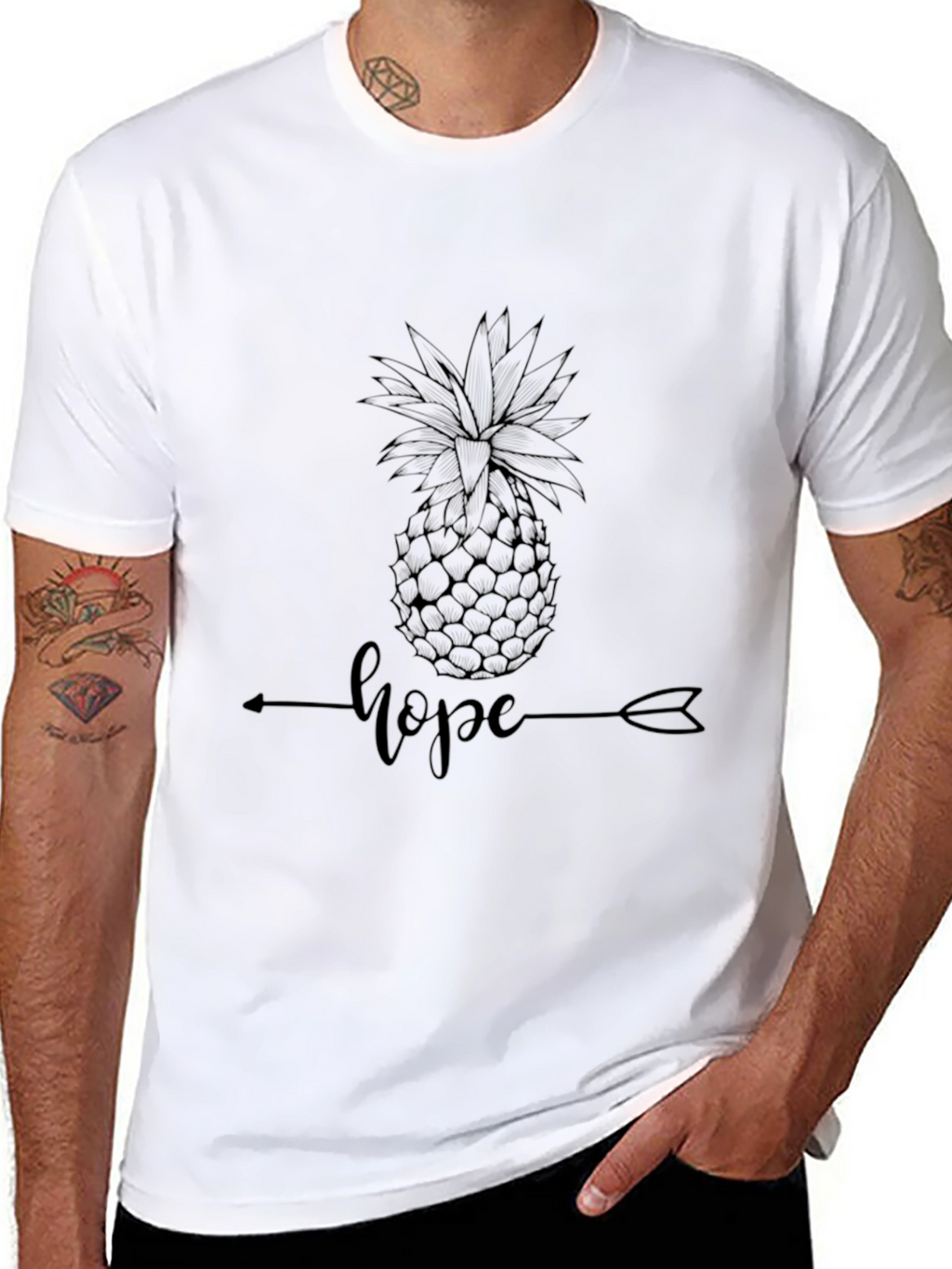 Pineapple Hope Graphic Tee - Stylish Black T-Shirt