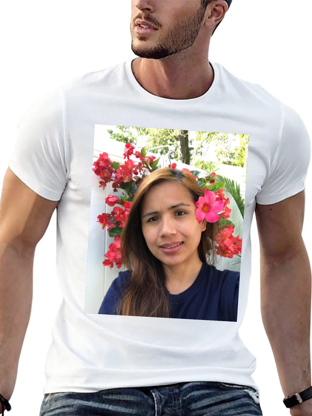 Floral Selfie T-Shirt - Unique Graphic Tee