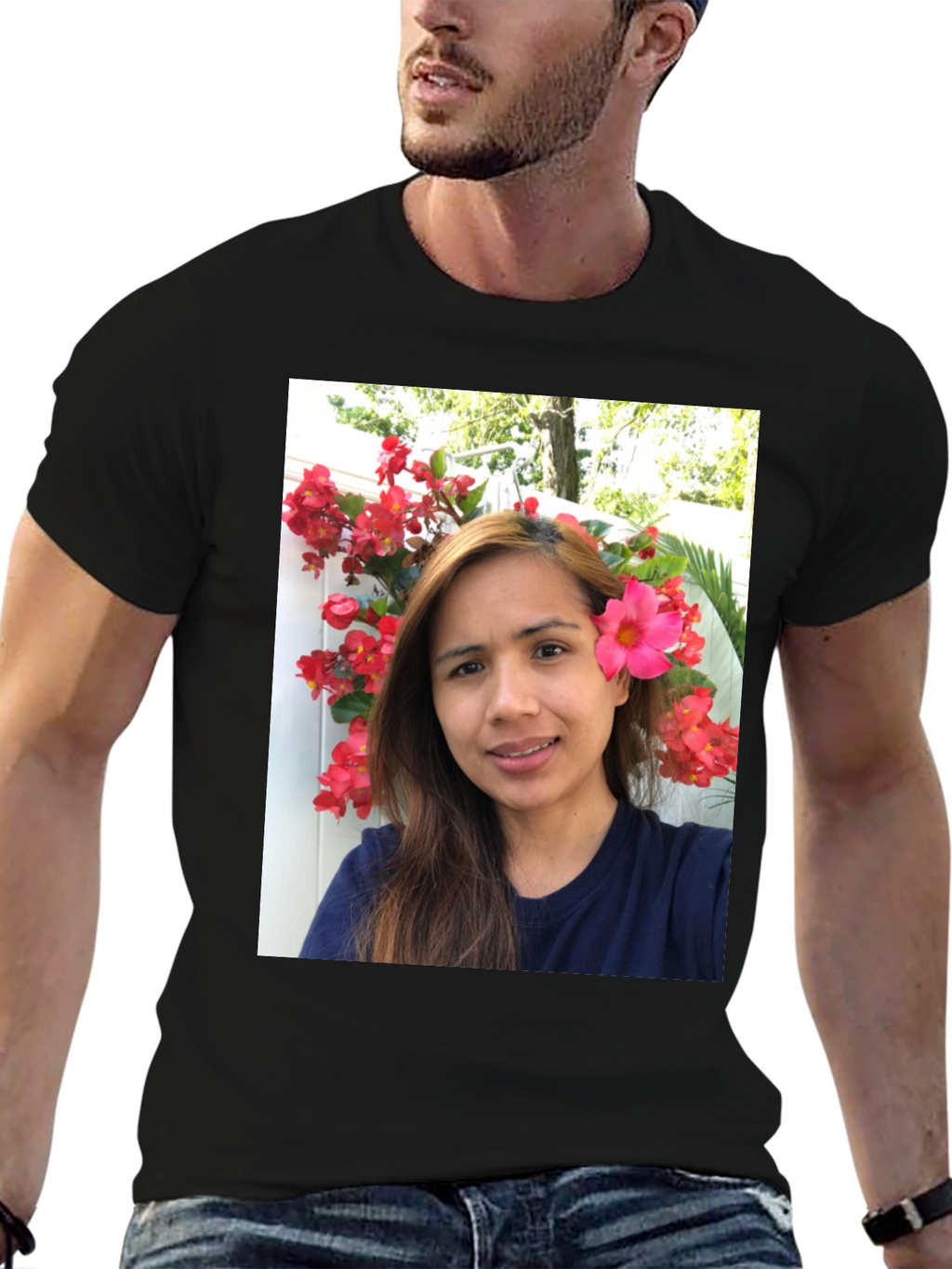 Floral Selfie T-Shirt - Unique Graphic Tee