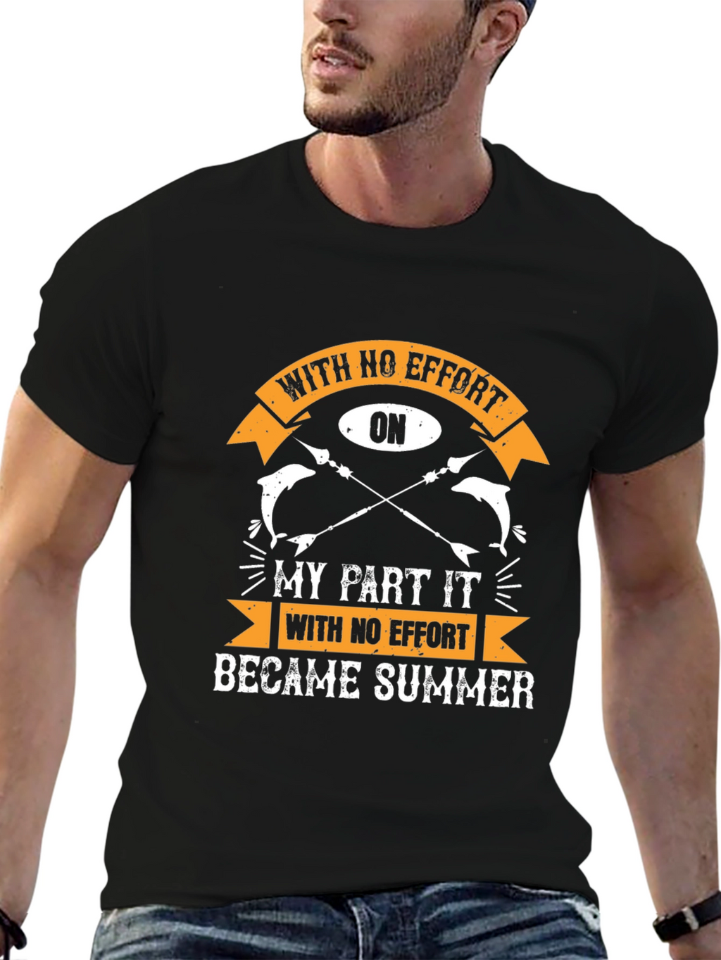 With No Effort Summer T-Shirt Fishing Design