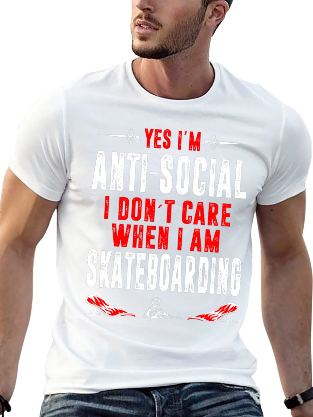 Anti-Social Skateboarder Graphic T-Shirt