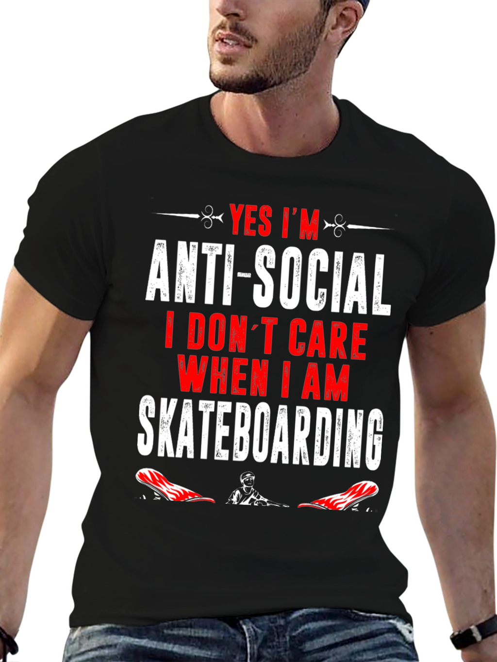 Anti-Social Skateboarder Graphic T-Shirt