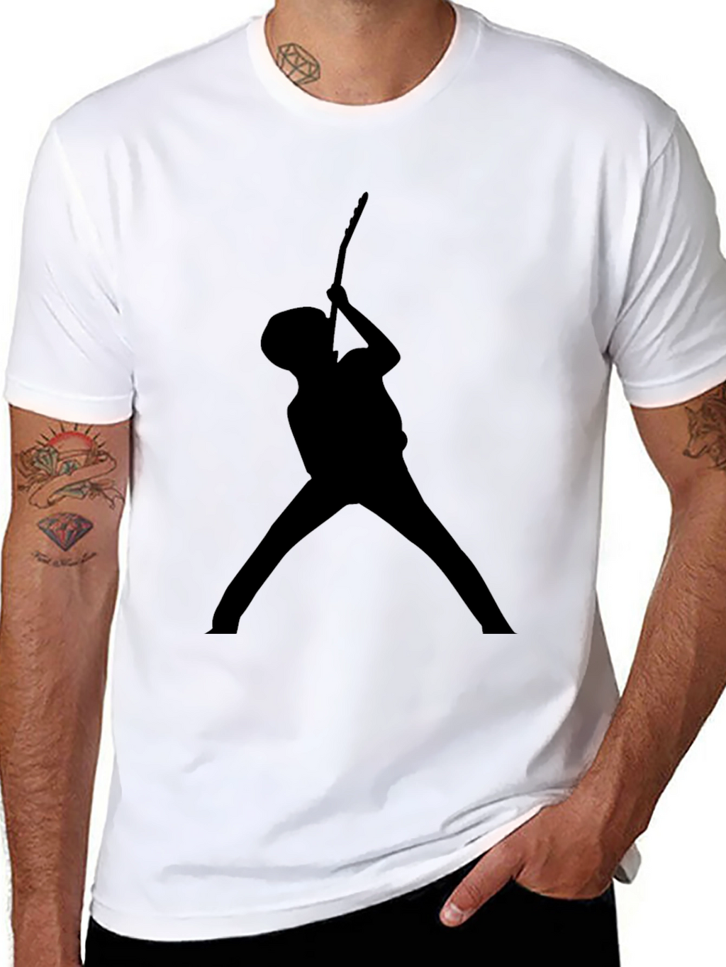 Guitar Player Silhouette T-Shirt - Black