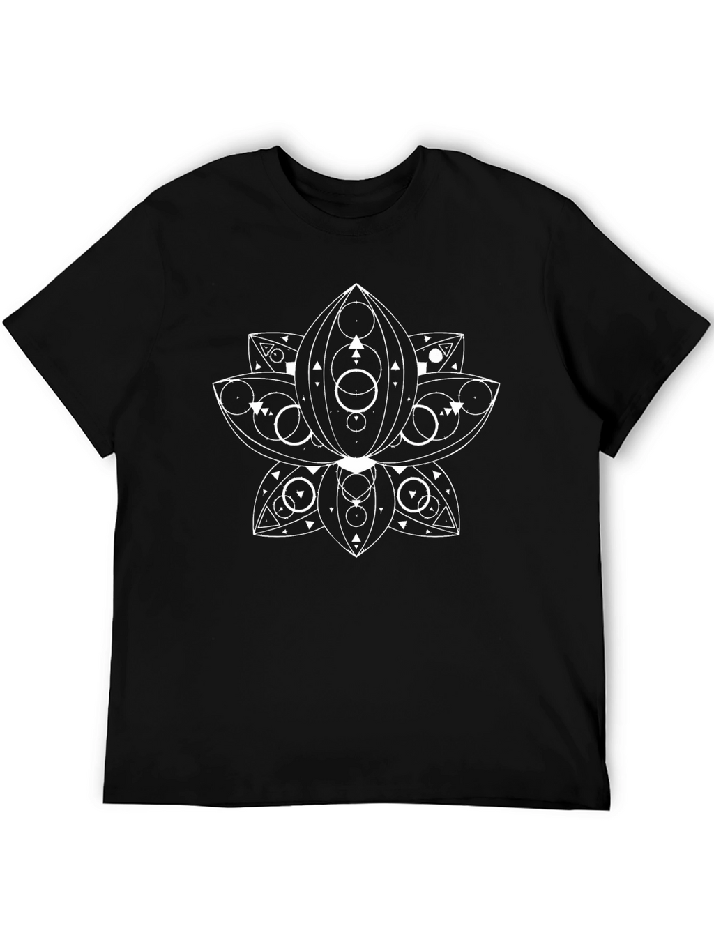 Geometric Lotus Black T-Shirt