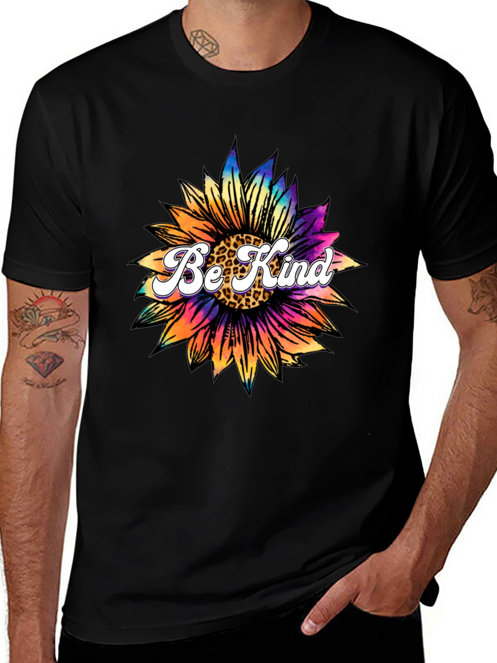 Be Kind Sunflower Graphic Tee - Black