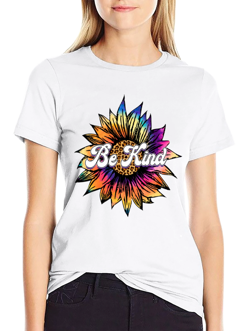 Be Kind Sunflower Graphic Tee - Black