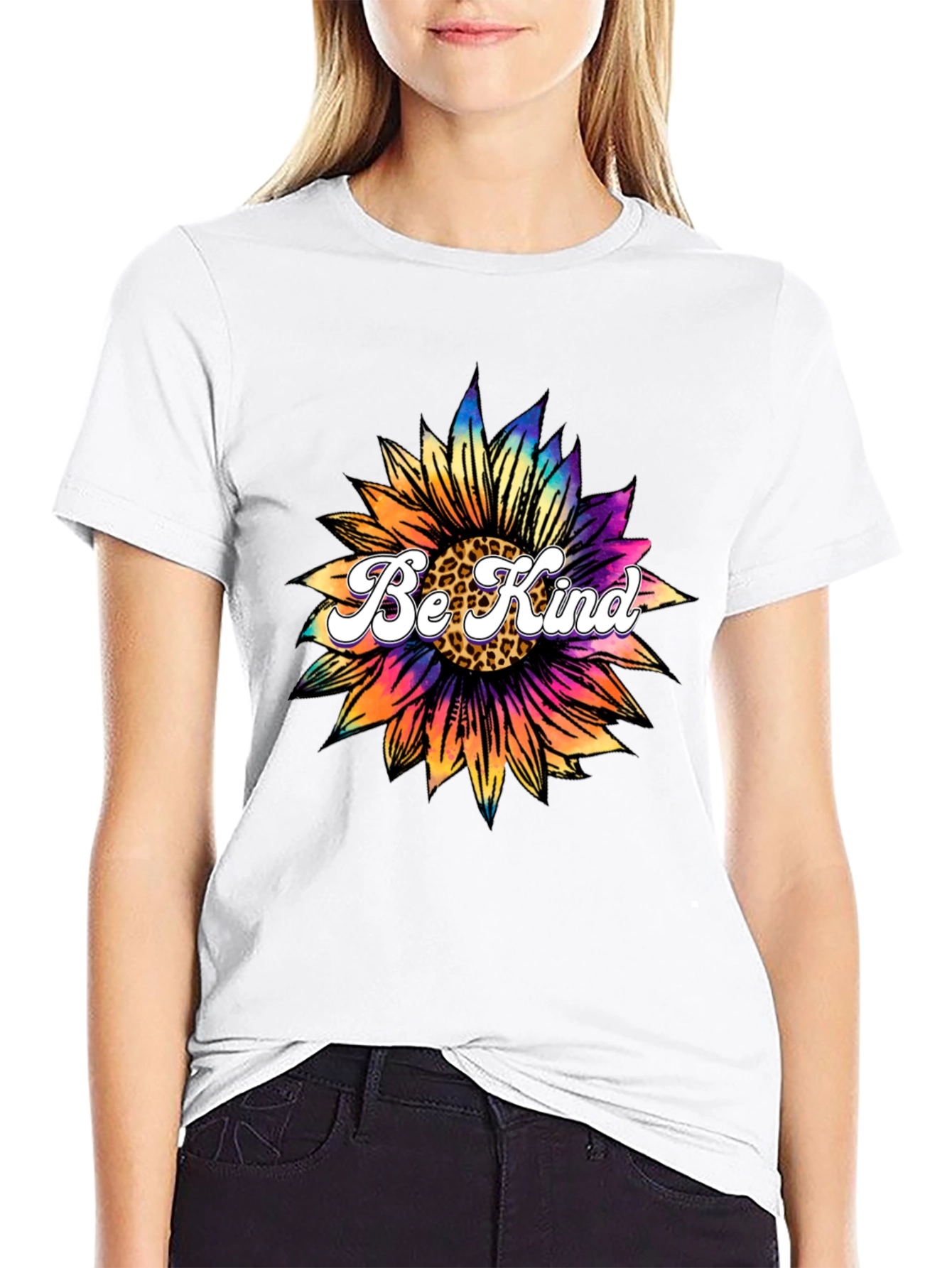 Be Kind Sunflower Graphic Tee - Black