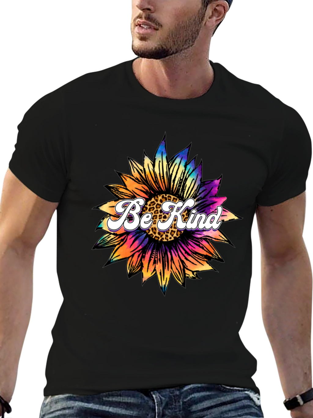 Be Kind Sunflower Graphic Tee - Black