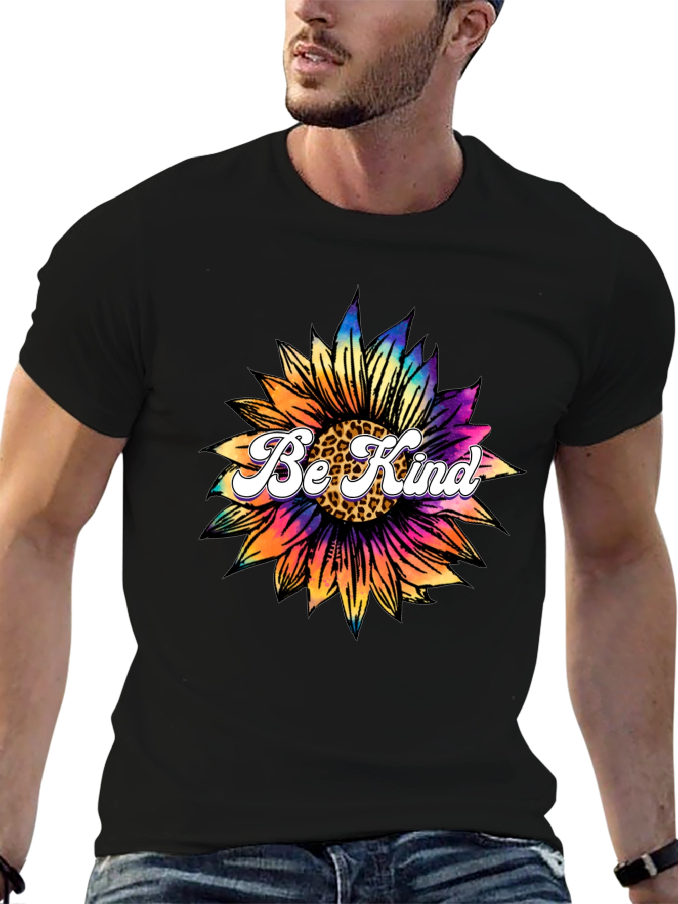 Be Kind Sunflower Graphic Tee - Black